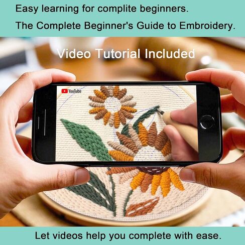 REEWISLY Punch Needle Embroidery Starter Kits for Beginners Cute Cartoon.3Ps Embroidery Hoops,Color Threads,Instructions and Needles,DIY Adults Embroidery, Video Teaching in Saudi Arabia