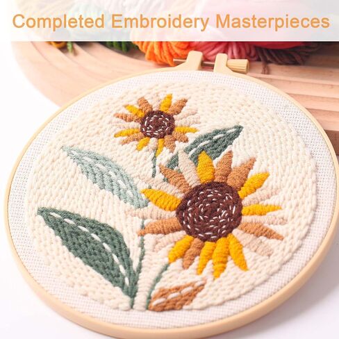 REEWISLY Punch Needle Embroidery Starter Kits for Beginners Cute Cartoon.3Ps Embroidery Hoops,Color Threads,Instructions and Needles,DIY Adults Embroidery, Video Teaching in Saudi Arabia