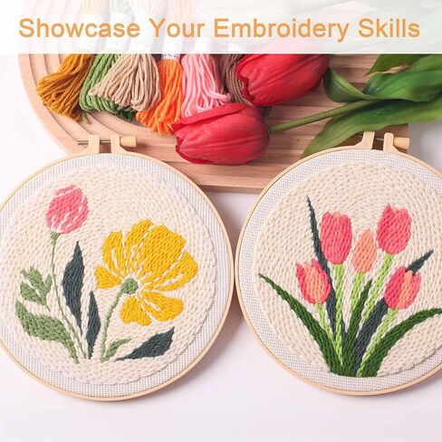 REEWISLY Punch Needle Embroidery Starter Kits for Beginners Cute Cartoon.3Ps Embroidery Hoops,Color Threads,Instructions and Needles,DIY Adults Embroidery, Video Teaching in Saudi Arabia
