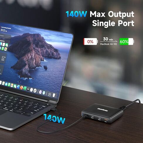 170W GaN Pro USB C Charging Station | 8-Port Desktop Power Hub (7xUSB-C PD3.0 + QC4.0 USB-A) | Smart Charger for MacBook Pro M3 Max | ETL/FCC Certified with Dynamic Power Allocation in Saudi Arabia