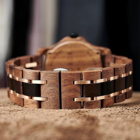 EBONY Wood Watch for Men Natural Wooden Japanese Quartz Minimalist Style Mens Wristwatch Unique Real Leaf Vein Dials Lightweight Casual Watches in Saudi Arabia