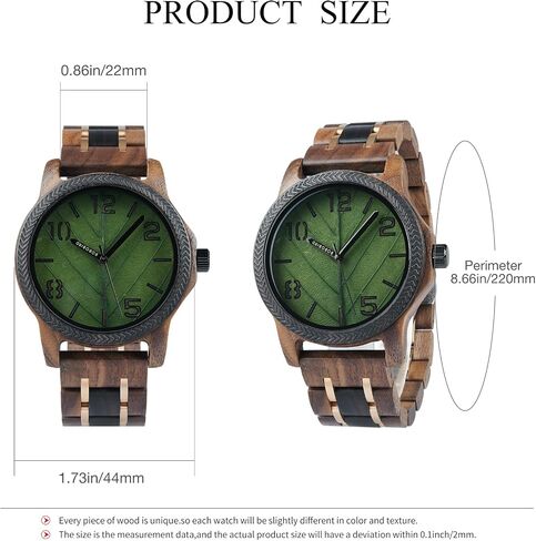 EBONY Wood Watch for Men Natural Wooden Japanese Quartz Minimalist Style Mens Wristwatch Unique Real Leaf Vein Dials Lightweight Casual Watches in Saudi Arabia