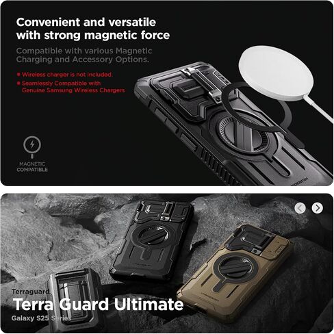 VRS DESIGN Terra Guard Ultimate for Galaxy S24 Ultra Phone Case (2024), Premium Sturdy Fully Coverd Camera Lens Protection Cover Case Compatible with Magsafe (Matte Black) in Saudi Arabia