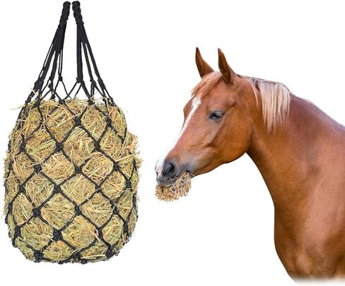 Slow Feed Hay Net for Horses, 42" Length with 2" Holes Hay Nets, Chew-Resistant Polyethylene Fiber Material in Kuwait