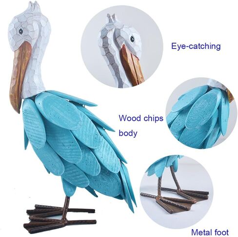 Pelican Statues Outdoor Decor, 11.5" Coastal Ocean Bird Garden for Backyard Porch Patio Home Decor… in Saudi Arabia