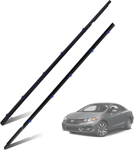 2Pcs Window Weather Stripping Molding Trim Seal Belt Compatible with 2012-2015 Honda Civic Coupe 2D Replace# 72410-TS8-A01 72450-TS8-A01 in Kuwait