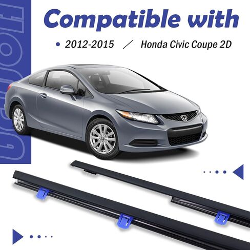 2Pcs Window Weather Stripping Molding Trim Seal Belt Compatible with 2012-2015 Honda Civic Coupe 2D Replace# 72410-TS8-A01 72450-TS8-A01 in Kuwait