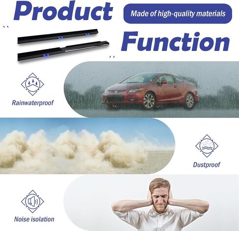 2Pcs Window Weather Stripping Molding Trim Seal Belt Compatible with 2012-2015 Honda Civic Coupe 2D Replace# 72410-TS8-A01 72450-TS8-A01 in Kuwait