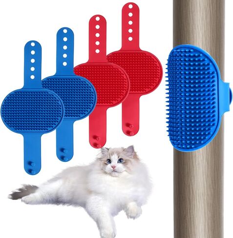 4Colors Cat Self Groomer for Indoor Cats, Wall Mounted Silicone Self Grooming Cat Brush for Long Short Hair, Cat Face Scratchers Cat Corner Massage Comb for Kitten Sofa Chair Leg Scratching Post Cover in Saudi Arabia