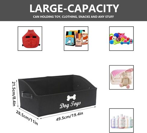 Morezi Linen-cotton blend dog toy basket and dog toy box, dog toy basket storage - Perfect for organizing pet toys, blankets, leashes, chew toys - Bone Paw in Kuwait