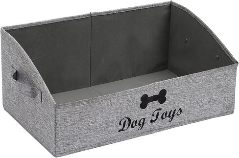 Morezi Linen-cotton blend dog toy basket and dog toy box, dog toy basket storage - Perfect for organizing pet toys, blankets, leashes, chew toys - Bone Paw in Kuwait