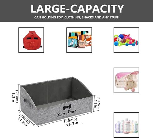 Morezi Linen-cotton blend dog toy basket and dog toy box, dog toy basket storage - Perfect for organizing pet toys, blankets, leashes, chew toys - Bone Paw in Kuwait