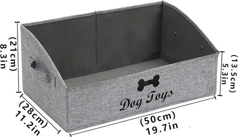 Morezi Linen-cotton blend dog toy basket and dog toy box, dog toy basket storage - Perfect for organizing pet toys, blankets, leashes, chew toys - Bone Paw in Kuwait