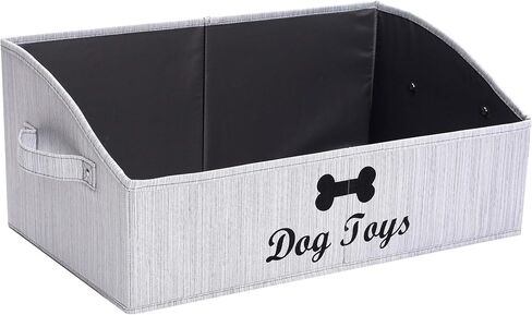 Morezi Linen -Cotton Blend Dog Toy Basking وصندوق ألعاب الكلاب ، تخزين سلة لعبة الكلاب - مثالي لتنظيم ألعاب الحيوانات الأليفة والبطانيات والمكافور ولعب مضغ - عظام باو in Kuwait