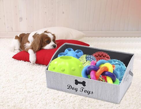 Morezi Linen -Cotton Blend Dog Toy Basking وصندوق ألعاب الكلاب ، تخزين سلة لعبة الكلاب - مثالي لتنظيم ألعاب الحيوانات الأليفة والبطانيات والمكافور ولعب مضغ - عظام باو in Kuwait