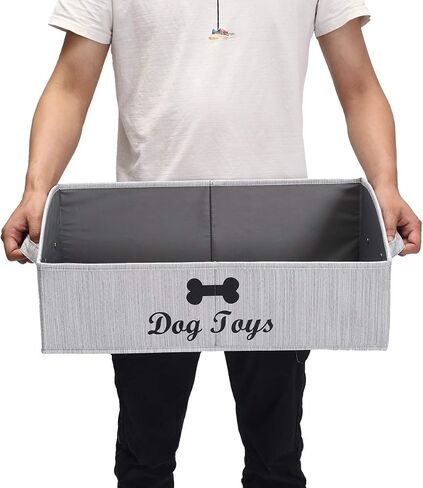 Morezi Linen -Cotton Blend Dog Toy Basking وصندوق ألعاب الكلاب ، تخزين سلة لعبة الكلاب - مثالي لتنظيم ألعاب الحيوانات الأليفة والبطانيات والمكافور ولعب مضغ - عظام باو in Kuwait