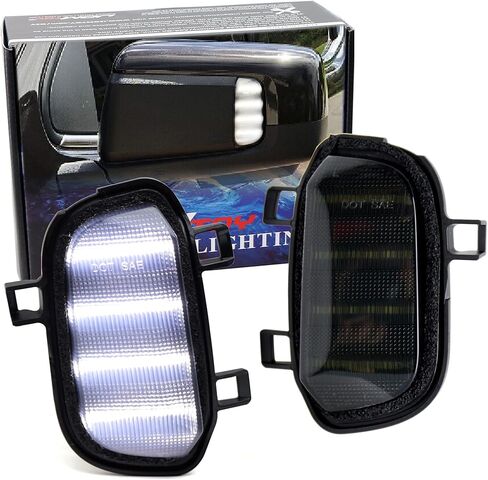 IJdmtoy Black-Out Lens Smoked Lens Xenon White Quad-Row Full Strips Side Mirror Marker/Mileance Lamps متوافقة مع 2019 تشيفي Silverado GMC Sierra 1500 in Kuwait