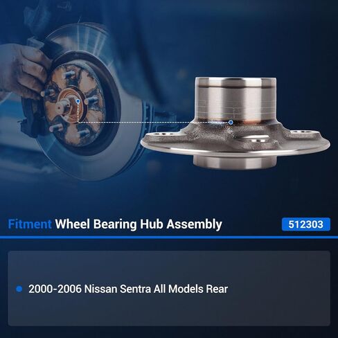 Autoround Pair 512303 Rear Wheel Bearing Hub Assembly fit for Nissan Sentra 2000 2001 2002 2003 2004 2005 2006, Non-ABS in Saudi Arabia