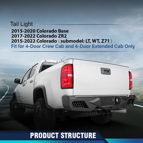 أضواء ذيل PIT66 مع مصابيح اليسار واليمين متوافقة مع Chevy Colorado 2015-2022 ملائمة لكابينة طاقم 4 أبواب وكابينة مدتها 4 أبواب فقط مجموعة مصباح الضوء الخلفي Luz Trasera in Saudi Arabia