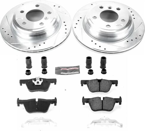Power Stop K6852 Rear Z23 Carbon Fiber Brake Pads with Drilled & Slotted Brake Rotors Kit and 1 Rear Sensor Wire in Saudi Arabia