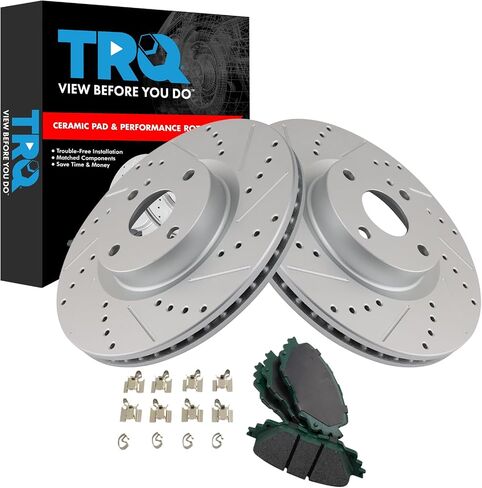 TRQ Front Brake Pad & Rotor Kit Premium G-Coated Ceramic Compatible with 2017-2020 Fiat 124 Spider 2016-2019 Mazda MX-5 Miata in Saudi Arabia
