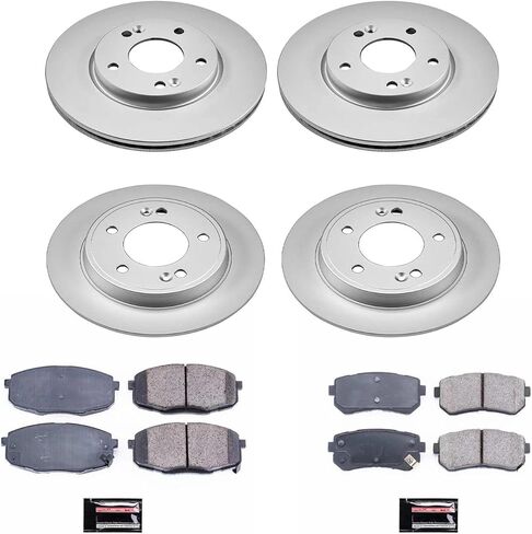 Power Stop Koe8278 تلقائي التسمم الأمامي والخلفي باك باك باك باك باكورز ووسادات الفرامل السيراميك لهيونداي كونا 2018-2022 [محددة السيارة] in Kuwait