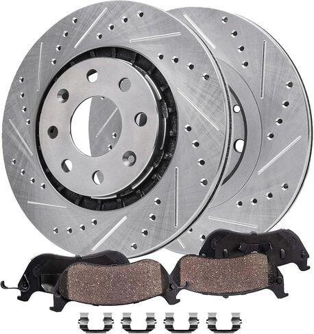 Detroit Axle - مجموعة الفرامل الأمامية لـ Chevy aveo aveo5 Spark EV Pontiac G3 Wave5 Swift+ [4 -lug] ، 10.08 "بوصة محفورة ومزودة بالقرص ، وسادات فرامل سيراميك مع استبدال الأجهزة in Saudi Arabia