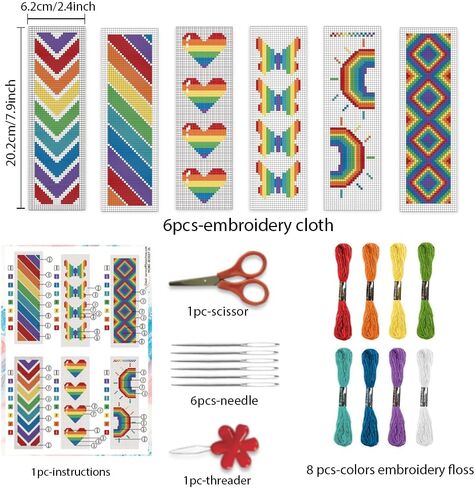 BEUNITONE Cross Stitch Bookmark Kits 6 Pcs Geometric Pattern DIY Bookmarks Cross Stitch Kits for Beginners Boho Floral Fabric Bookmark Kit Traditional Decorative Counted Cross Stitch Kit 8''x2.4'' in Kuwait