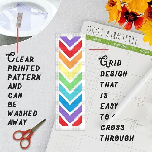 BEUNITONE Cross Stitch Bookmark Kits 6 Pcs Geometric Pattern DIY Bookmarks Cross Stitch Kits for Beginners Boho Floral Fabric Bookmark Kit Traditional Decorative Counted Cross Stitch Kit 8''x2.4'' in Kuwait