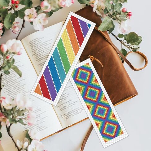 BEUNITONE Cross Stitch Bookmark Kits 6 Pcs Geometric Pattern DIY Bookmarks Cross Stitch Kits for Beginners Boho Floral Fabric Bookmark Kit Traditional Decorative Counted Cross Stitch Kit 8''x2.4'' in Kuwait