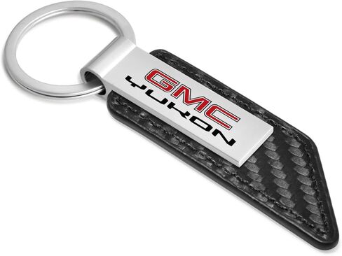 for GMC Yukon Carbon Fiber Texture PU Leather Key Chain Keychain, Official Licensed in Saudi Arabia