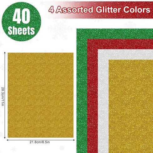 40 Sheet Valentine's Day Glitter Cardstock Red Pink Silver Thick Paper Cards 92LB/250GSM Colored Scrapbook Paper For Prints DIY Craft Supplies, 8.5 x 11 Inch in Kuwait