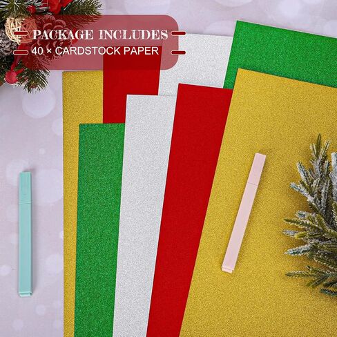40 Sheet Valentine's Day Glitter Cardstock Red Pink Silver Thick Paper Cards 92LB/250GSM Colored Scrapbook Paper For Prints DIY Craft Supplies, 8.5 x 11 Inch in Kuwait