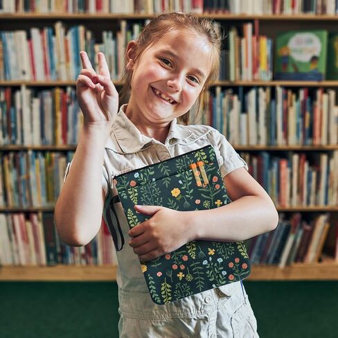 Blue Little Daisy Pattern Book Lovers Gifts Book Sleeve for Friends Sisters Godmother Readers Librarian with Zipper & Front Pocket Handle Waterproof BookCover Case Book Club Gifts Book Accessories in Kuwait
