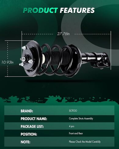 SCITOO Strut Spring Assembly 2007-2013 For Ford Expedition | 2007-2013 For Lincoln Navigator Front and Rear Shock Absorbers 171138 171139 Automotive Replacement Struts in Saudi Arabia