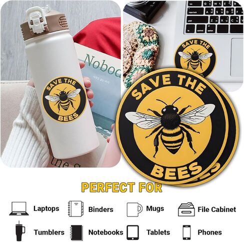 (3Pcs) Save The Bee Sticker, Round Save The Bees Sticker, Bee Sticker, Bumble Bee Decal for Car, Bee Bumper Sticker, Honey Bee Sticker - Stickers for Laptop Water Bottle Phone Car Window Helmet 3" in Kuwait