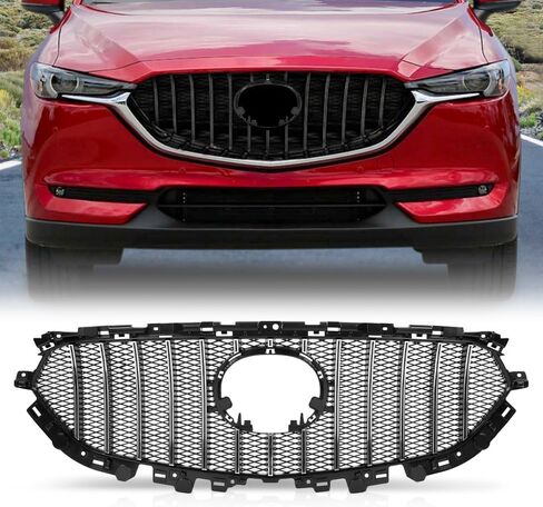 PIT66 Front Upper Grille Mesh Grill Vent Trim Bar Compatible with Mazda CX-5 CX5 2017 2018 2019 2020 2021 in Saudi Arabia