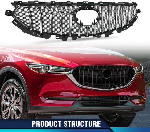 PIT66 Front Upper Grille Mesh Grill Vent Trim Bar Compatible with Mazda CX-5 CX5 2017 2018 2019 2020 2021 in Saudi Arabia