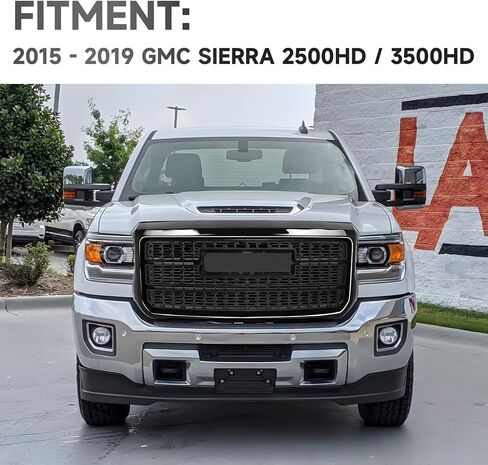 Elh Front Pumper Grille Fit for 2015-2019 GMC Sierra 2500HD/3500HD 2015 2017 2017 2018 15 16 17 18 19 GMC Sierra 2500HD/3500HD GRILL (Black ، بدون ضوء) in Kuwait