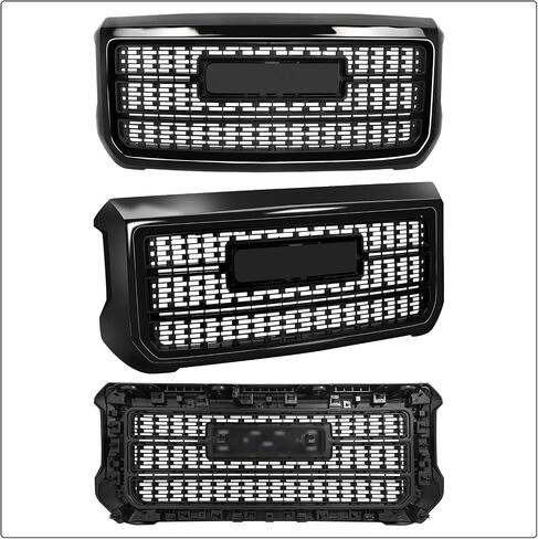Elh Front Pumper Grille Fit for 2015-2019 GMC Sierra 2500HD/3500HD 2015 2017 2017 2018 15 16 17 18 19 GMC Sierra 2500HD/3500HD GRILL (Black ، بدون ضوء) in Kuwait