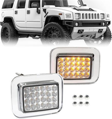 HECASA LED Turn Signal Light Lamp Compatible with 03-09 Hummer H2 Base Amber Parking Cornering Lamps Right & Left Side Clear Lens Chrome Housing in Saudi Arabia
