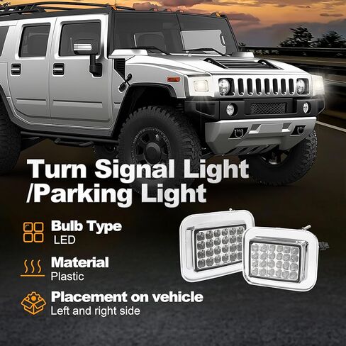 HECASA LED Turn Signal Light Lamp Compatible with 03-09 Hummer H2 Base Amber Parking Cornering Lamps Right & Left Side Clear Lens Chrome Housing in Saudi Arabia