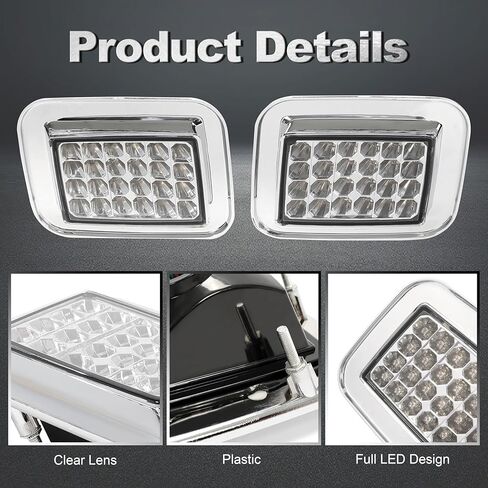 HECASA LED Turn Signal Light Lamp Compatible with 03-09 Hummer H2 Base Amber Parking Cornering Lamps Right & Left Side Clear Lens Chrome Housing in Saudi Arabia