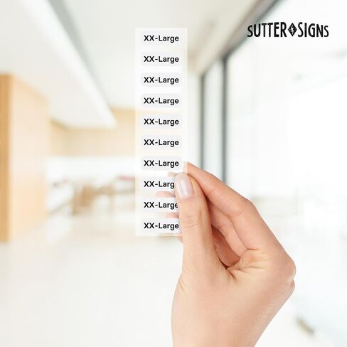 250pcs Small Clothing Size Strip Labels, 1.25" x 5" Labels, Small, 250 Labels/Roll, Clear Clothing Size Strip Sticker Labels for Shirts, Pants, Accessories, Retail Clothing in Kuwait