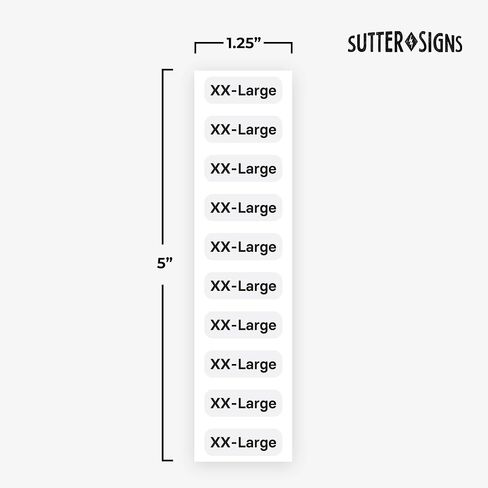 250pcs Small Clothing Size Strip Labels, 1.25" x 5" Labels, Small, 250 Labels/Roll, Clear Clothing Size Strip Sticker Labels for Shirts, Pants, Accessories, Retail Clothing in Kuwait