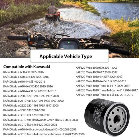 49065-0724 Oil Filter Compatible with Kawasaki FX850V FX801V FJ180V FH381-721V FH601-770D FX751-FX1000V 120-634 49065-2071 1016467 49065-7010 AM107423 4 Stroke Engine Oil Filter,Pack of 3 in Saudi Arabia
