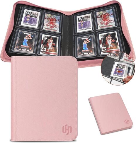 Toploader Binder 4 Pocket, HYMENEX TopLoader Card Binder Holds 112 Toploader Cards for Trading Cards Sports Cards - Black in Kuwait