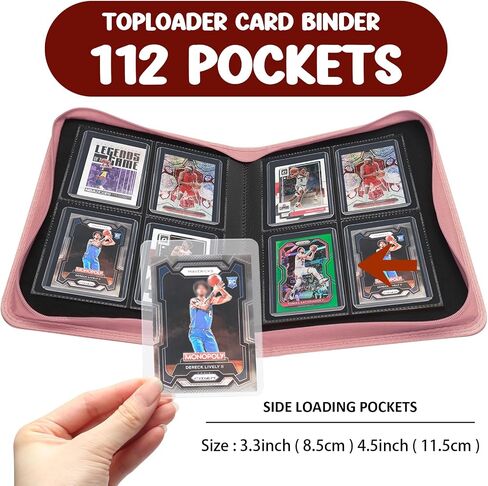Toploader Binder 4 Pocket, HYMENEX TopLoader Card Binder Holds 112 Toploader Cards for Trading Cards Sports Cards - Black in Kuwait