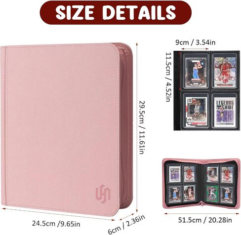 Toploader Binder 4 Pocket, HYMENEX TopLoader Card Binder Holds 112 Toploader Cards for Trading Cards Sports Cards - Black in Kuwait