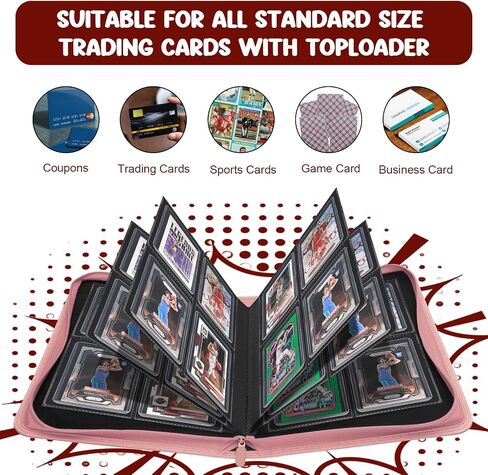 Toploader Binder 4 Pocket, HYMENEX TopLoader Card Binder Holds 112 Toploader Cards for Trading Cards Sports Cards - Black in Kuwait